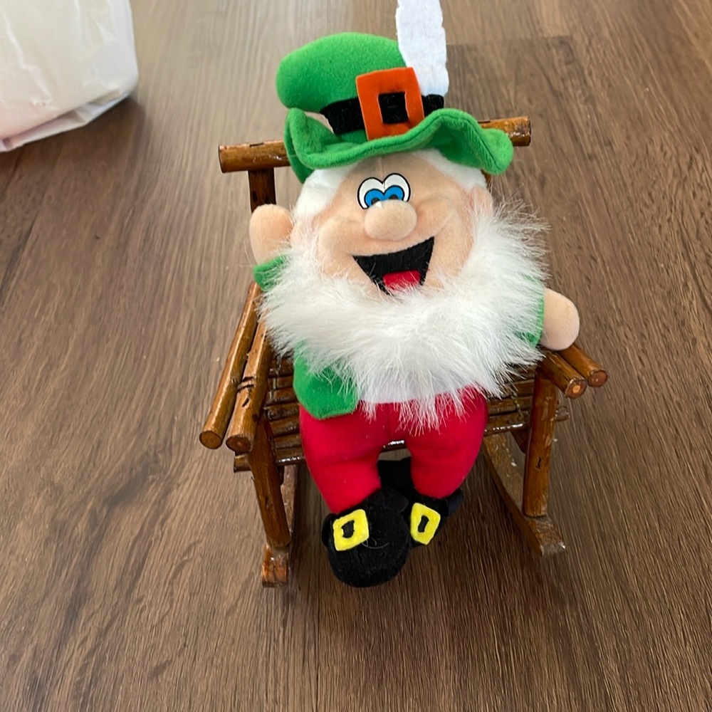 Santa Claus Goblin Gnome with his Hat and Rocking Chair